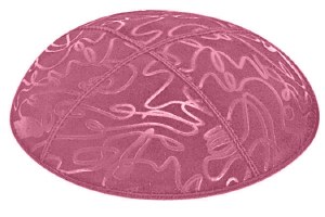 Hot Pink Blind Embossed Scribble Kippah without Trim