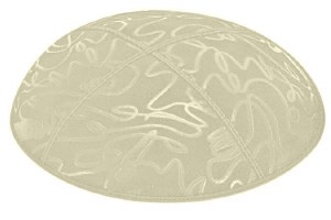 Ivory Blind Embossed Scribble Kippah without Trim
