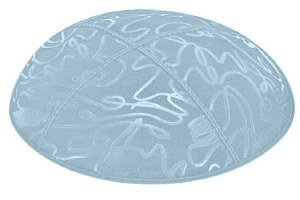 Light Blue Blind Embossed Scribble Kippah without Trim