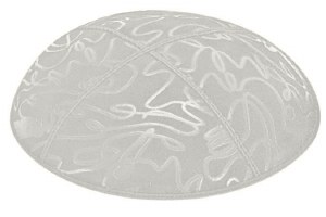 Light Grey Blind Embossed Scribble Kippah without Trim