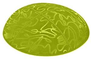 Lime Blind Embossed Scribble Kippah without Trim