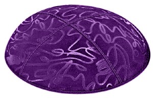 Purple Blind Embossed Scribble Kippah without Trim