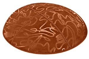 Rust Blind Embossed Scribble Kippah without Trim