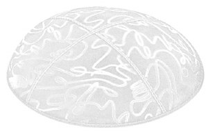 White Blind Embossed Scribble Kippah without Trim