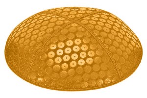 Gold Blind Embossed Sequins Kippah without Trim