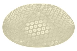 Ivory Blind Embossed Sequins Kippah without Trim