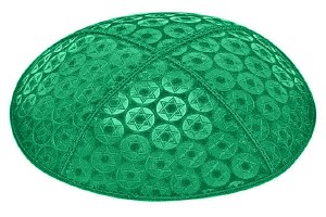 Emerald Blind Embossed Small Star of David Kippah without Trim