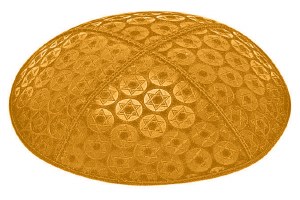 Gold Blind Embossed Small Star of David Kippah without Trim