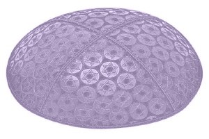 Lavender Blind Embossed Small Star of David Kippah without Trim