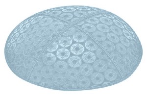 Light Blue Blind Embossed Small Star of David Kippah without Trim
