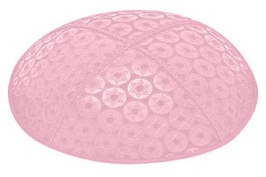 Light Pink Blind Embossed Small Star of David Kippah without Trim