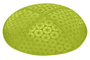 Lime Blind Embossed Small Star of David Kippah without Trim
