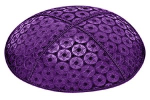 Purple Blind Embossed Small Star of David Kippah without Trim