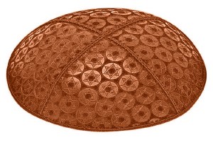 Rust Blind Embossed Small Star of David Kippah without Trim