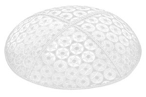 White Blind Embossed Small Star of David Kippah without Trim