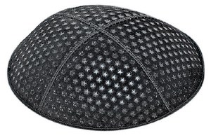 Black Blind Embossed Small Stars Kippah