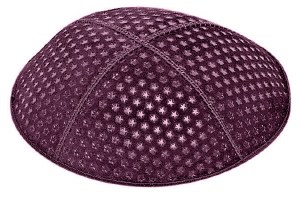 Eggplant Blind Embossed Small Stars Kippah