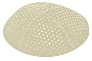 Ivory Blind Embossed Small Stars Kippah