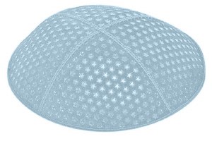 Light Blue Blind Embossed Small Stars Kippah