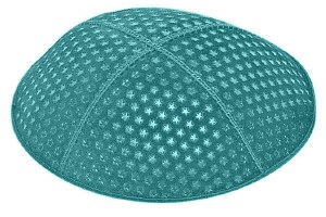 Teal Blind Embossed Small Stars Kippah