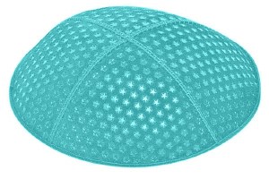 Turquoise Blind Embossed Small Stars Kippah