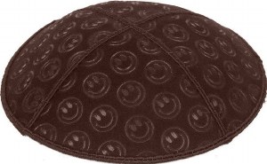 Brown Blind Embossed Smiley Kippah