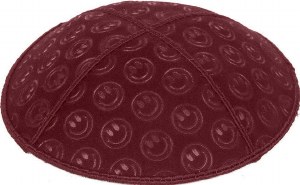 Burgundy Blind Embossed Smiley Kippah