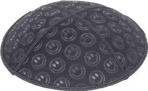 Dark Grey Blind Embossed Smiley Kippah
