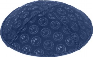 Dark Royal Blind Embossed Smiley Kippah