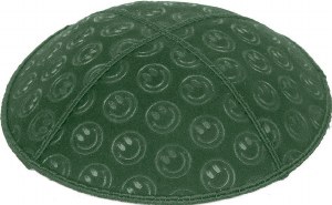 Green Blind Embossed Smiley Kippah