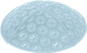 Light Blue Blind Embossed Smiley Kippah