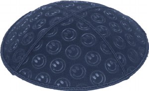 Navy Blind Embossed Smiley Kippah