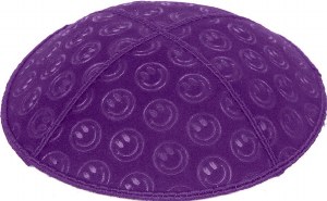 Purple Blind Embossed Smiley Kippah