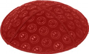 Red Blind Embossed Smiley Kippah