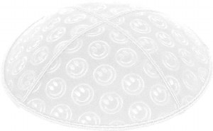 White Blind Embossed Smiley Kippah