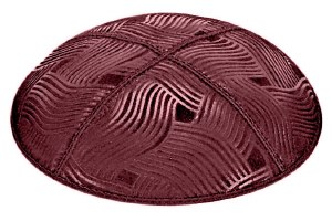 Eggplant Blind Embossed Spaghetti Kippah without Trim