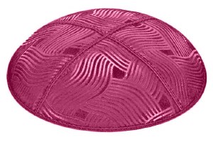 Fuchsia Blind Embossed Spaghetti Kippah without Trim