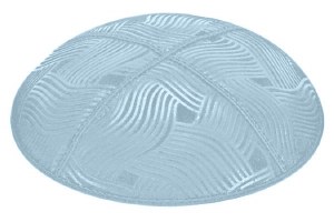 Light Blue Blind Embossed Spaghetti Kippah without Trim