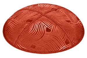 Orange Blind Embossed Spaghetti Kippah without Trim