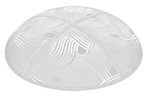 White Blind Embossed Spaghetti Kippah without Trim