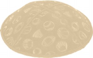 Beige Blind Embossed Sports Kippah with trim