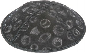 Dark Grey Blind Embossed Sports Kippah without trim