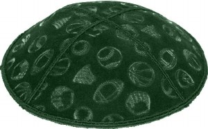 Green Blind Embossed Sports Kippah without trim