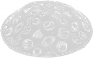 White Blind Embossed Sports Kippah without trim