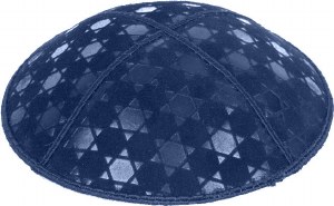 Dark Royal Blind Embossed Star of David Kippah without trim