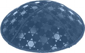 Denim Blind Embossed Star of David Kippah without trim