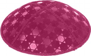 Fuchsia Blind Embossed Star of David Kippah without trim