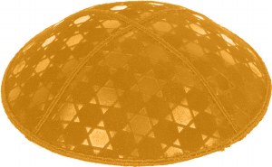 Gold Blind Embossed Star of David Kippah without trim