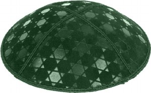 Green Blind Embossed Star of David Kippah without trim