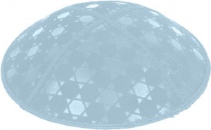 Light Blue Blind Embossed Star of David Kippah without trim